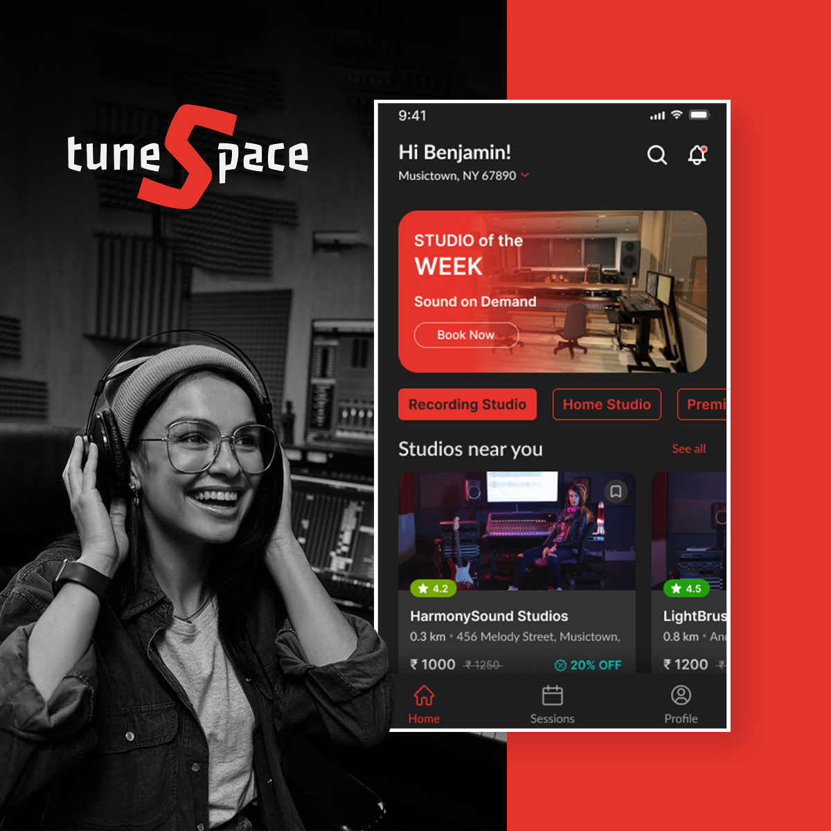 TuneSpace – Find. Book. Create.